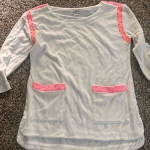 Vineyard Vines Womens Small White Terry Knit Easy Tunic Neon Embroidered Trim